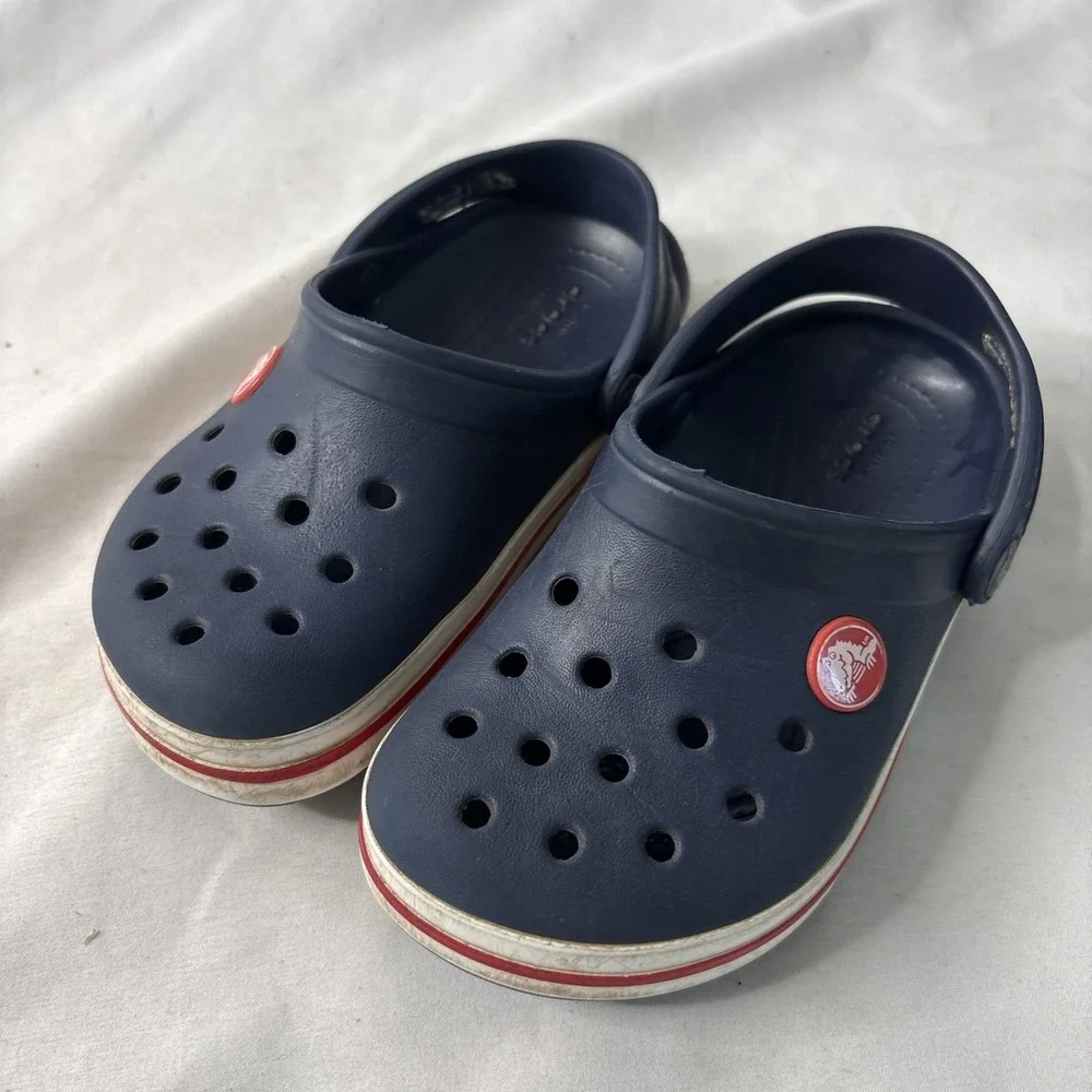 Crocs Kids' Crocband Clog Navy Blue Red And White Size 9 C Water Shoes Comfort